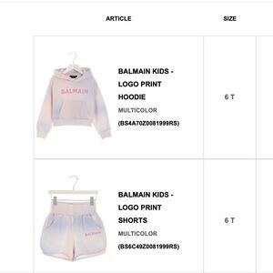 Balmain Pastel Pink & Lilac Tie-Dye Hoodie and Shorts Set Sz 6